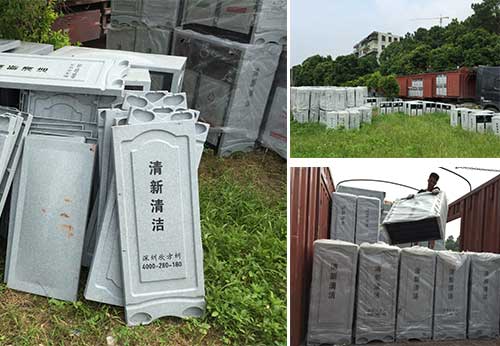  欣方圳仿大理石垃圾桶廠家為清遠(yuǎn)高校送貨上門(mén)。