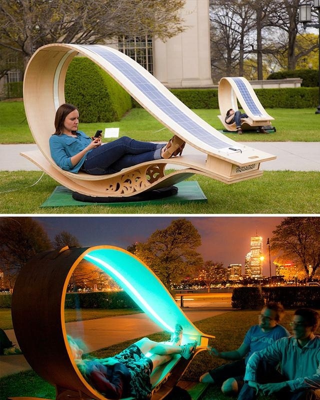 太陽能戶外休閑椅子夜晚能發(fā)光，創(chuàng)意設(shè)計裝飾公共空間藝術(shù)性
