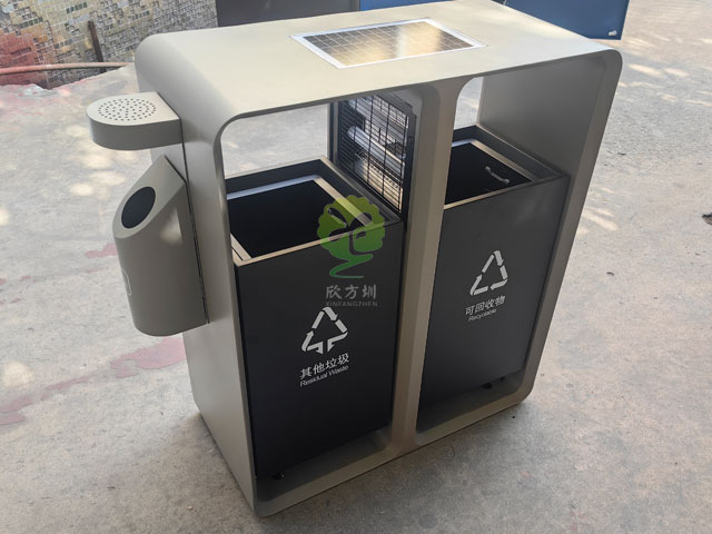 太陽(yáng)能滅蚊燈垃圾桶智慧城市戶外滅蚊不銹鋼果皮箱