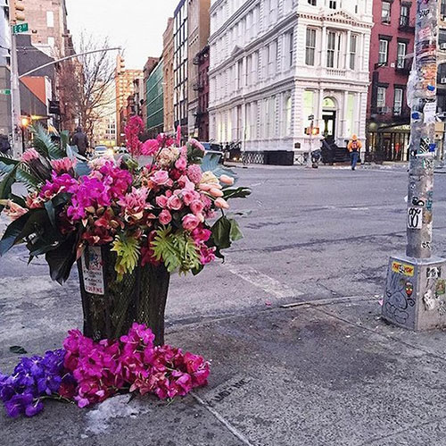 用鮮花，他把紐約的垃圾桶都變成了花瓶